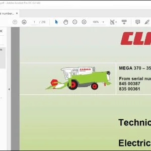 CLAAS Combines MEGA 370 - 350 Electric Technical Systems Manual - PDF DOWNLOAD
